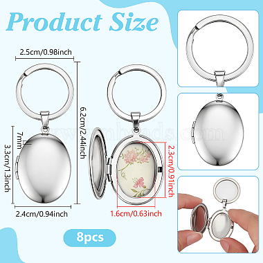 Stainless Steel Photo Locket Keychains(KEYC-WH0056-007P)-2