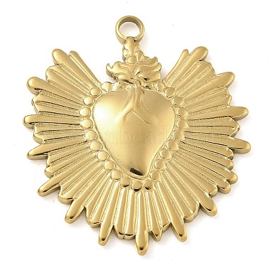 Real 14K Gold Plated Heart 304 Stainless Steel Pendants