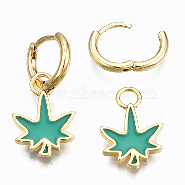 Brass Enamel Huggie Hoop Earrings(EJEW-T014-28G-02-NF)-3