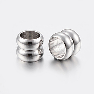 201 Stainless Steel Beads, Column, Stainless Steel Color, 6x5mm, Hole: 4mm(STAS-K172-25P-02)