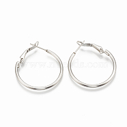 304 Stainless Steel Hoop Earrings, Stainless Steel Color, 12 Gauge, 30x2mm, Pin: 0.8mm(X-STAS-S078-07-30mm)
