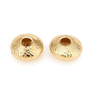 Brass Spacer Beads, Long-Lasting Plated, Textured, Flat Round, Golden, 5x2.5mm, Hole: 1.4mm(KK-D160-26G)