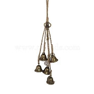 Burlap Wind Chimes, Key Pendant Decorations, Metal Witch Bell Charms, Antique Bronze, 400mm(WICH-PW0001-11B)