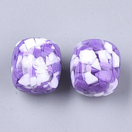 Resin Beads, Imitation Gemstone Chips Style, Barrel, Blue Violet, 22x21mm, Hole: 2mm(RESI-T024-34E)