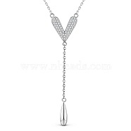 SHEGRACE 925 Sterling Silver Necklaces, with Grade AAA Cubic Zirconia, Platinum, 14.96 inch(38cm)(JN812A)
