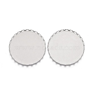 Tarnish Resistant 304 Stainless Steel Cabochon Settings, Lace Edge Bezel Cups, Flat Round, Stainless Steel Color, Tray:30mm, 31x3mm(STAS-P249-16B-P)