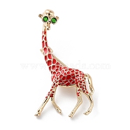 Giraffe Enamel Pins, Animal Alloy Brooch for Women, Golden, Red, 46x21x5mm(JEWB-M034-01KCG)