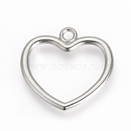 Alloy Pendants, Hollow Heart, Cadmium Free & Nickel Free & Lead Free, Platinum, 22x23x1.5mm, Hole: 2.5mm(PALLOY-S101-31-NR)