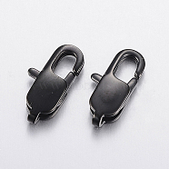 304 Stainless Steel Lobster Claw Clasps, Electrophoresis Black, 16x8x3mm, Hole: 1.5x2mm(X-STAS-F148-16x8-08B)