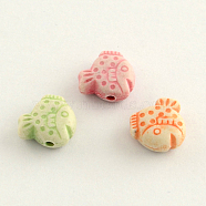 Craft Style Acrylic Beads, Fish, Mixed Color, 10x10x5mm, Hole: 2mm, about 1300pcs/500g(MACR-Q153-M043)