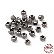 925 Sterling Silver Beads, Barrel with Textured, Antique Silver, 4x3mm, Hole: 1.8mm, about 75Pcs/5g(STER-D036-19AS)