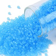 TOHO Round Seed Beads, Japanese Seed Beads, (3F) Transparent Frost Aquamarine, 11/0, 2.2mm, Hole: 0.8mm, about 1110pcs/bottle, 10g/bottle(SEED-JPTR11-0003F)
