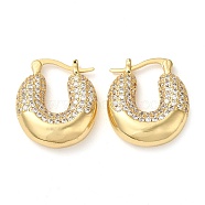 Donut Brass Hoop Earrings with Clear Cubic Zirconia, Real 16K Gold Plated, 23.5x6x20.5mm(EJEW-Q791-01G)