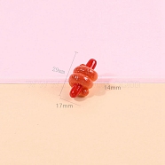Opaque Resin Cabochons, for Hair Accessories, Imitation Food, Hot Dog, Coral, 29x17x14mm(OHAR-PW0001-485C)