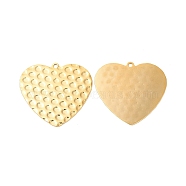 Ion Plating(IP) 304 Stainless Steel Pendants, Heart Charms, Real 18K Gold Plated, 27.5x30x0.8mm, Hole: 1.6mm(STAS-L268-019G)