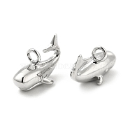 Brass Charms, Dolphin Charm, Real Platinum Plated, 7x6x11mm, Hole: 1.6mm(KK-G447-01P)