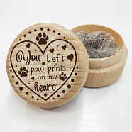 Beech Wooden Engraved My First Curl Box, for Baby Shower Birthday Party, Heart, 5x3.6cm(CON-WH0121-001)