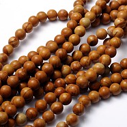 Gemstone Beads Strands, Wood Lace Stone, Round, about 8mm in diameter, hole: about 1mm, 15~16 inch(X-GSR050)