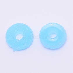 Opaque Resin Linking Rings, Imitation Donut, for DIY Accessories, Cyan, 16x5.5mm, Inner Diameter: 5mm(RESI-TAC0004-19D)