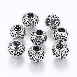 Tibetan Style Alloy European Beads, Large Hole Beads, Rondelle, Antique Silver, 11x9.5mm, Hole: 5mm(PALLOY-K079-13AS)