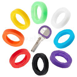 64Pcs 8 Colors Silicone Key Caps, Key Identifier Covers Tags, Ring, Mixed Color, 21x4mm, Hole: 10x2mm, Inner Diameter: 15mm, 8pcs/color(AJEW-GF0008-39)