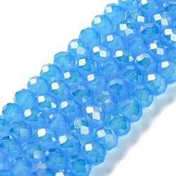 Baking Electroplate Glass Beads Strands, AB Color, Faceted, Rondelle, Dark Slate Blue, 8x6mm, Hole: 1mm, about 60~62pcs/strand, 15.75''(39~40cm)(DGLA-A039-J8mm-B12)