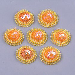 Foam Cabochons, with Sequins/Paillette, Non-Woven Fabric and Organza, Hat, Coral, 45~47x15~17mm, about 100pcs/bag(KY-T007-07F)