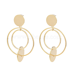 Brass Ear Studs, Round, Real 18K Gold Plated, 55x33.5mm(EJEW-P268-05G)