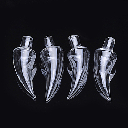 Handmade Blown Glass Globe Bottles, Pepper, Clear, 44~48x17mm, Half Hole: 4~5.5mm(X-BLOW-T001-33A)