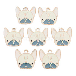 Alloy Enamel Puppy Pendants, Cadmium Free & Lead Free, Chihuahua Dog, Light Gold, Honeydew, 22.5x22.5x1.5mm, Hole: 2.5mm(ENAM-S115-053)