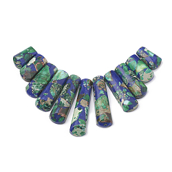 Synthetic Gemstone Beads Strands, Regalite and Lapis Lazuli, Graduated Fan Pendants, Focal Beads, Dyed, Blue, 15~39.5x9~10x5~5mm, Hole: 1.2mm, 11pcs/set, 3.93 inch/strand(G-S326-006)