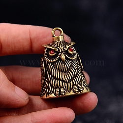 Owl Brass Mini Altar Bells for Witchcraft Wiccan Altar Supplies, Antique Golden, 35x25mm(PW-WG605E7-01)