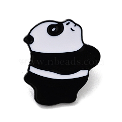 Black Alloy Brooches, Enamel Pins, Panda, 24x22x1.4mm(JEWB-C032-06A-EB)