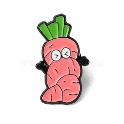 Zinc Alloy Brooches, Enamel Pins, Black, Carrot, 26.5x16x1.5mm(JEWB-O015-03E)