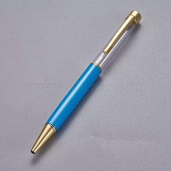 Creative Empty Tube Ballpoint Pens, with Black Ink Pen Refill Inside, for DIY Glitter Epoxy Resin Crystal Ballpoint Pen Herbarium Pen Making, Golden, Deep Sky Blue, 140x10mm(AJEW-L076-A27)