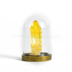 Natural Quartz Crystal Dyed Display Decorations, Reiki Energy Stone Cloche Bell Jar Ornaments, Arch, 27x41mm(G-PW0007-068B)