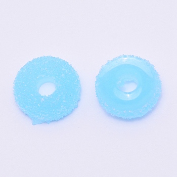 Opaque Resin Linking Rings, Imitation Donut, for DIY Accessories, Cyan, 16x5.5mm, Inner Diameter: 5mm