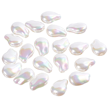 ABS Plastic Beads, Nuggets, White, 16x11x6.8mm, Hole: 1.2mm, 24pcs/box
