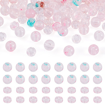 110Pcs 2 Bags 2 Styles Transparent Acrylic Beads, Round & Flat Round, Mixed Color, 7~7.5x4~7.5mm, Hole: 1.8~2mm, 1bag/style