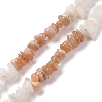 Natural Multi-Moonstone Beads Strands, Chip, 6~14x4~8x2~7mm, Hole: 1mm, about 15.75~16.14 inch(40~41cm)