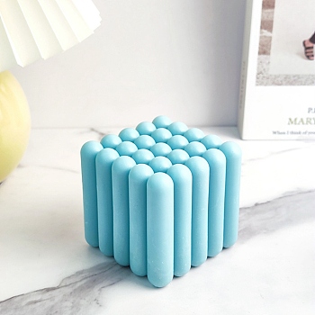 Stripe-shaped Cube Candle Food Grade Silicone Molds, for Scented Candle Making, White, 95x95x87mm, Inner Diameter: 80x80x80mm