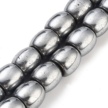 Synthetic Magnetic Hematite Beads Strands, Long-Lasting Plated, Barrel, Platinum Plated, 8~8.5x7.5~8mm, Hole: 1mm, about 51pcs/strand, 16.54''(42cm)