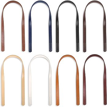 SUPERFINDINGS 8Pcs 8 Colors PU Imitation Leather Bag Straps, Sew on Slim Bag Handle, with Hole, Purse Sewing Accessories, Mixed Color, 59.6x1.8x0.3cm, Hole: 1.5mm, 1pc/color