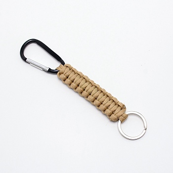 Zinc Alloy Rock Climbing Carabiners, Key Clasps, with Iron Split Key Rings and Polypropylene Cord, Peru, 172x30x9mm