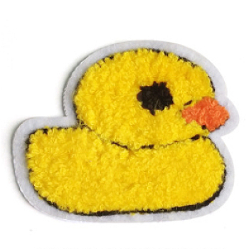 Computerized Embroidery Cloth Sew on Patches, Costume Accessories, Appliques, Duck, Yellow, 77x63x4mm