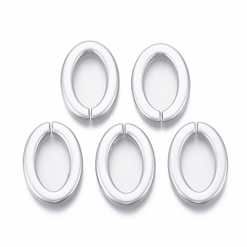 Spray Painted CCB Plastic Linking Rings, Quick Link Connectors, For Jewelry Cable Chains Making, Oval, Silver, 28.5x20x3.5mm, Inner Diameter: 10.5x20mm