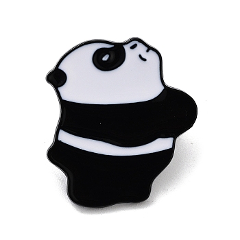 Black Alloy Brooches, Enamel Pins, Panda, 24x22x1.4mm