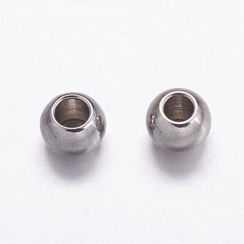 304 Stainless Steel Spacer Beads, Rondelle, Stainless Steel Color, Hole: 1.5mm, 4x3mm