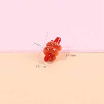 Opaque Resin Cabochons, for Hair Accessories, Imitation Food, Hot Dog, Coral, 29x17x14mm