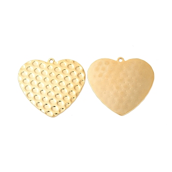 Ion Plating(IP) 304 Stainless Steel Pendants, Heart Charms, Real 18K Gold Plated, 27.5x30x0.8mm, Hole: 1.6mm